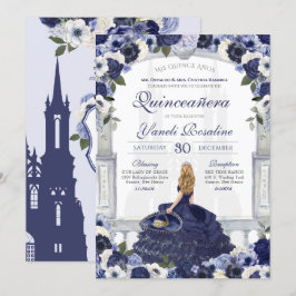 Blue Ro Elegant Charro Princess Quinceañera Inbjudningar