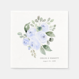 Blue Ro Eucalyptus Elegant Personligt bröllp Pappersservett