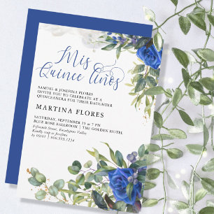 Blue Ro Eucalyptus Mis Quince Anos Quinceanera Inbjudningar