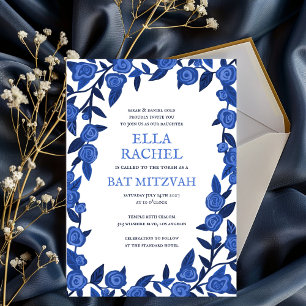 Blue Ro Fladdermus Pub Mitzvah Modern Girl Anpassn Inbjudningar