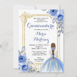Blue Ro Flowers Quinceañera-inbjudan Inbjudningar