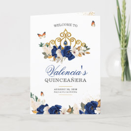 Blue Ro Guld Tiara Butterfly Quinceanera Program