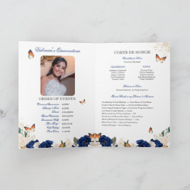Blue Ro Guld Tiara Butterfly Quinceanera Program