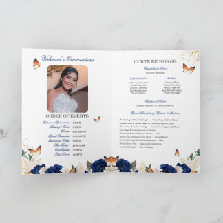 Blue Ro Guld Tiara Butterfly Quinceanera Program