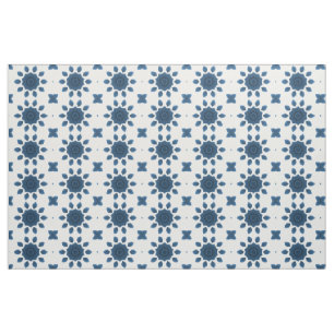 Blue Ro Kaleidoscope Mönster på White Fabric Tyg
