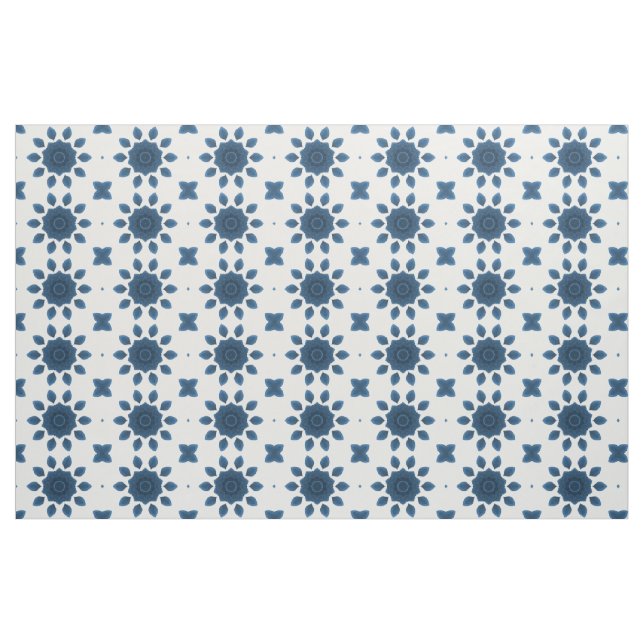 Blue Ro Kaleidoscope Mönster på White Fabric Tyg (Fat Quarter)