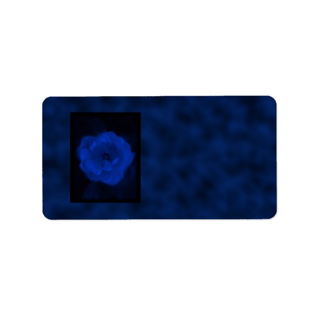 Blue Ro. Med svart och djup blå. Adressetikett (Framsidan)