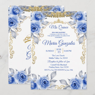 Blue Ro Mexican Mis Quince Princess Quinceanera Inbjudningar