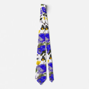 BLUE RO OCH GULT BUTTERFLIES Vit Blommigt Slips