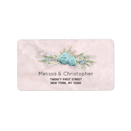 Blue Ro och Krona Blommigt Bouquet Adressetikett