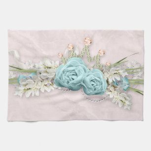 Blue Ro och Krona Blommigt Bouquet Kökshandduk