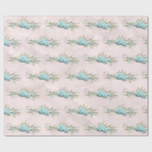 Blue Ro och Krona Blommigt Bouquet Mönster Presentpapper