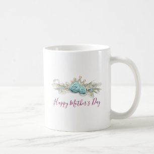 Blue Ro och Krona Blommigt Bouquet Mors dag Kaffemugg