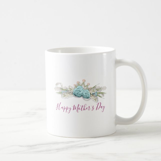 Blue Ro och Krona Blommigt Bouquet Mors dag Kaffemugg (Höger)