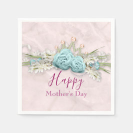 Blue Ro och Krona Blommigt Bouquet Mors dag Pappersservett