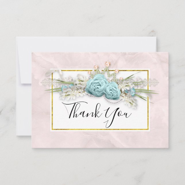 Blue Ro och Krona Blommigt Bouquet Tack (Framsida)