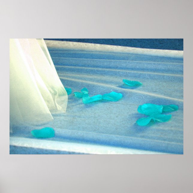 Blue Ro Petals Bröllop Dress Tåg Poster (Framsidan)