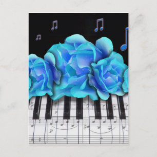 Blue Ro Piano Tangentbord och Musik noter Vykort