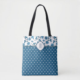 Blue Ro Polka Dot Monogram Tygkasse