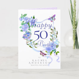 Blue Ro Ribbon Birthday Helgkort