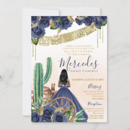 Blue Ro Rustic Western Charro Quinceanera Inbjudningar