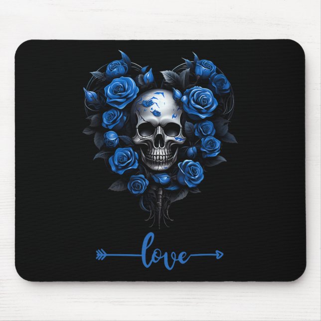Blue Ro Skull för Alla hjärtans Kärlek Sten För ma Musmatta (Framsidan)
