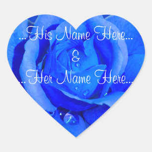 Blue Ro Stickers Romantic Ro Wedding Stickers Hjärtformat Klistermärke