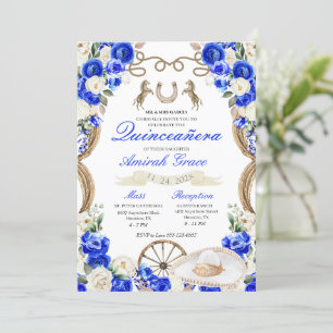 Blue Ro Western Charro Cowgirl Quinceañera Inbjudningar