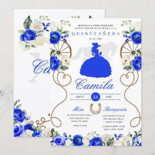 Blue Ro Western Mariachi Charro Quinceañera Inbjudningar
