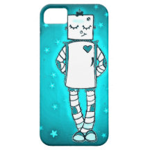 Blue Robot Girl iphone case
