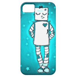 Blue Robot Girl iphone case
