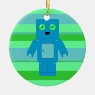 Blue Robot Julgransprydnad Keramik