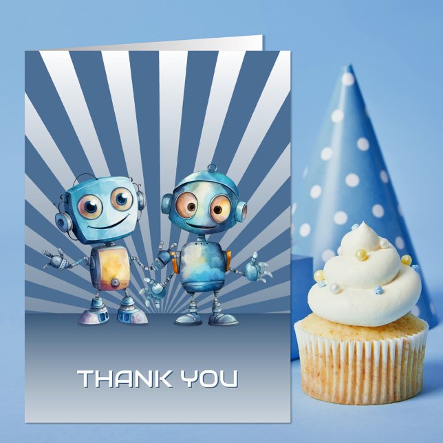 Blue Robot Theme Birthday Tack (Skapare uppladdad)