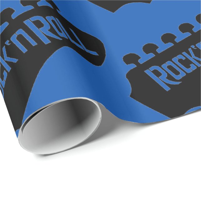 Blue Rock and roll Guitar Mönster Presentpapper (Rullad Hörn)