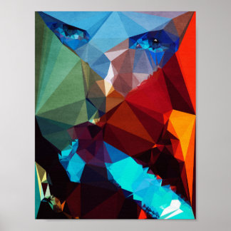 Blue Rocket - Kubistika av Boris Draschoff Poster