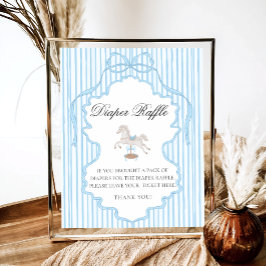 Blue Rocking Horse Baby Shower Diaper Raffle Poster