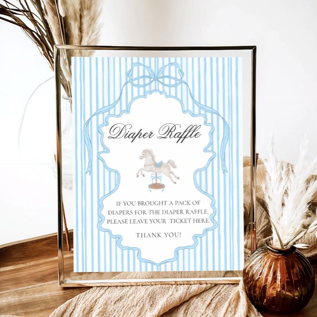 Blue Rocking Horse Baby Shower Diaper Raffle Poster (Skapare uppladdad)