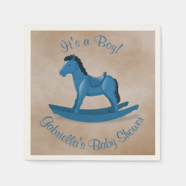 Blue Rocking Horse Baby Shower Pappersservett