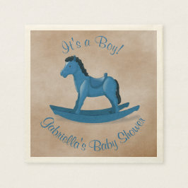 Blue Rocking Horse Baby Shower Pappersservett