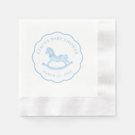 Blue Rocking Horse Boy Baby Shower Napkins Pappersservett