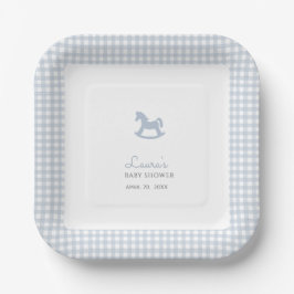 Blue Rocking Horse Gingham Gräns Boy-dusch