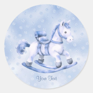 Blue Rocking Horse Sticker Runt Klistermärke