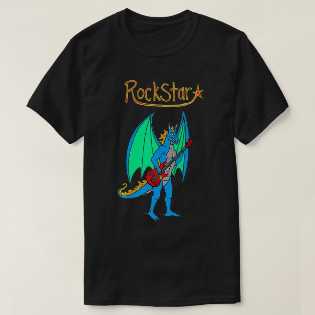 Blue Rockstar Jammin' Dragon with Guitar Premium  T Shirt (Design framsida)