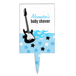 Blue Rockstjärna Baby Shower Cake Topper Plocka Tårtdekoration