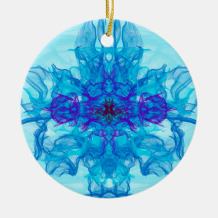 BLUE ROKE - Fractal Art - Julgransprydnad Keramik