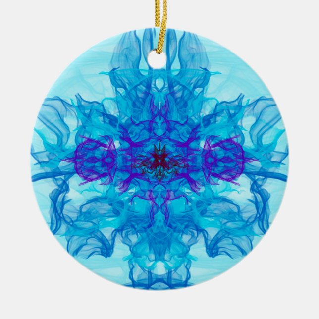 BLUE ROKE - Fractal Art - Julgransprydnad Keramik (Framsidan)