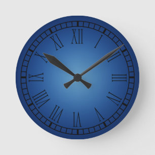 Blue Roman Numeral Clock Rund Klocka