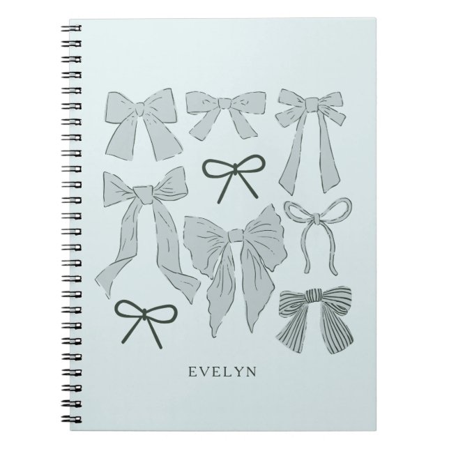 Blue Romantic Bows Anteckningsbok (Framsidan)