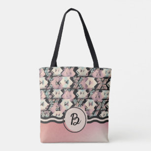 Blue, Rosa & Black Abstrakt Boho Tote Tygkasse