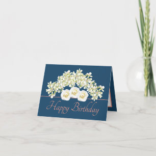 Blue Rosa Bouquet Orchids Ro Grattis på födelsedag Kort